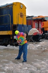 Mark Gellman shoveling ice