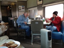 Barn 3 Curator Michael Baksic with Shelly Vanderschaegen at lunch in the Birmingham diner