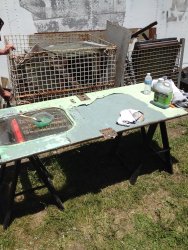 Kevin's setup for stripping a door - Photo by Michael McCraren