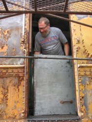 Door fully reassembled and reinstalled to be painted later - Photo by Pauline Trabert