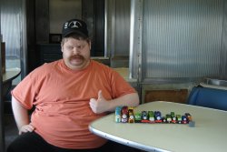 David Stepek displaying his newest Thomas cars - Photo by Shelly Vanderschaegen