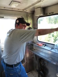 Brian LaKemper was the trainman on the Denver Zephyr - Photo by Kevin Brown using Brian LaKemper's camera  