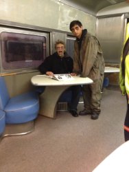 Two of the Halloween "actors" getting ready in the Birmingham - Photo by Michael McCraren