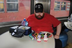 David Stepek blows out his birthday candles - Photo by Shelly Vanderschaegen