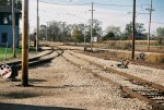 Signals 97-95-93 Westbound at Spaulding Tower. Center and right signals are from CRI&P, Joliet Union Station