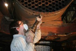 Phil caulking boiler rivets