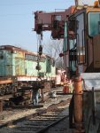 Greg Frech and JD Marzec sort track material in Yard 11