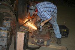 Phil prepares one of ther axle boxes for machining