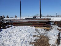 The steel pole storage pile.