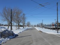 Railroad Ave Looking North from Central Ave.  Soon to be double wire.  The wye at the farm gate (B) will be replaced with a full turn-a-round.