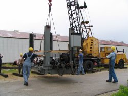 Rigging of the table is complete, and the table is finally airborne. (Stuart B. Brosh photo)