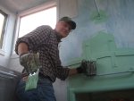 06.10.09 - LEE IS CUTTING IN THE LIGHT GREEN AREAS OF THE CUPOLA.