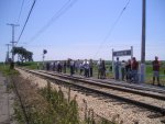 Passengers at Forest Park wait for the next Westbound car to arrive.