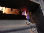 Propane torch heating up frozen shutters on Milw. 760 Propane torch heating up frozen shutters on Milw. 760