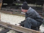 Tom cutting one of the two new rails for the extention