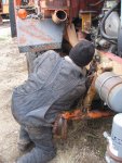 Tom removing the starter to be rebuilt