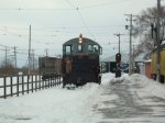 CB&Q 9255 plowing through station track 1