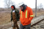 Frank Devries and Bob Olson inspecting mainline track east of Johnson Siding. 3-5-11