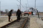 Setting the highrail truck on at Seeman Rd and marking bad ties. 3-5-11