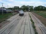 Track on the far left is being removed and will be built on the new grade to the far right