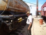 07.15.09 - AFTER REMOVAL OF THE PLATES, VICTOR HAS REPOSITIONED THEM AND CLAMPED THEM IN PLACE FOR WELDING.