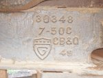 11.22.09 - THIS IS A CLOSE-UP OF THE CASTING INFORMATION.  IT APPEARS TO SHOW THAT THE CASTING WAS MADE IN 1949.  THIS WOULD SEEM TO INDICATE THAT THE CB&Q BUILT THE CAR.