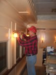 11.22.09 - ROGER KRAMER IS APPLYING THE LIGHT FIXTURES TO THE INTERIOR OF THE DOVER STRAIT.