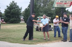 Ray Piesciuk makes a presentation to Bill Wagner inappreciation for his generous donation, enabling us to construct the loop.