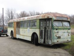 In back of its new temporary home, the Hoffman Garage, ready for restoration - 11/29/2009