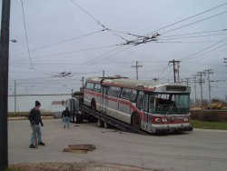 The trek from Toronto is over.  The unloading process begins in front of the Andersen TB Garage (11/14/2006)