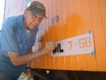 08.02.09 - BOB KUTELLA IS ADDING ANOTHER STENCIL TO THE "AL" CORNER OF THE CAR.