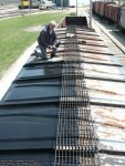 04.21.10 - THIS BOB KUTELLA PHOTO SHOWS VICTOR HUMPHREYS WIRE WHEELING AND PAINTING THE ROOF OF THE CAR.