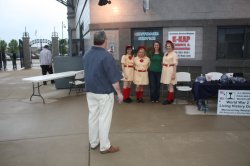 The girls were a big hit with the fans and got the word out about the WWII event.