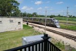 The Nebraska Zephyr heads west through town