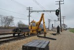 Tom distributing ties at Johnson Siding 4-16-11