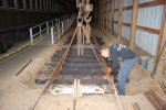 Gauge issues required jacks to get the first joints put together. Mark doing the honors. 