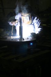 Dennis at work on the lathe gear