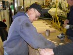 Vic Humphreys working on wood project
