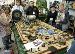 Interesting to anyone that walked past, the old tool Whatsit table was a place for interesting conversation. Photo by Buzz Morisette.