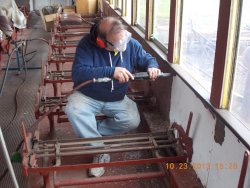 Dave Cook needle chipping one of the last panels below the window line