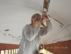  Jane is also scraping old paint off the ceiling                   DSCN0728