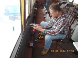   Here's Roger drilling one of about 125 holes needed   3-1-14 DSCN0741