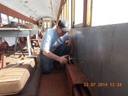 Gary is taping the holes for the  attaching of the seat frame 3-6-14 DSCN0748 - 