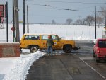 Signal dept setting their hi-rail truck on the tracks at Central Ave