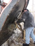 Removing a large chuck of line wire hidden in in the weeds along the tracks...