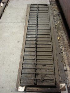 One of the four radiator shutters waiting to be needle chipped