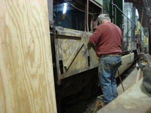 Rich W sanding under cab access door