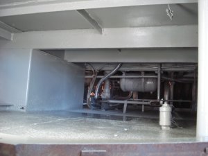 View under the short hood in the sub floor; all painted 