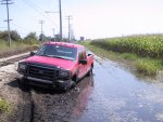 The drive back in got a little deep after lunch, luckily the 1200HP tow truck was right next to us to pull back a little bit and take a faster run to get through it.