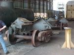 THE TANK HAS BEEN REMOVED FROM THE UNDERFRAME AND SITS ON SHOP TRUCKS SO THE THE RESTORATION OF THE UNDERFRAME CAN BEGIN.